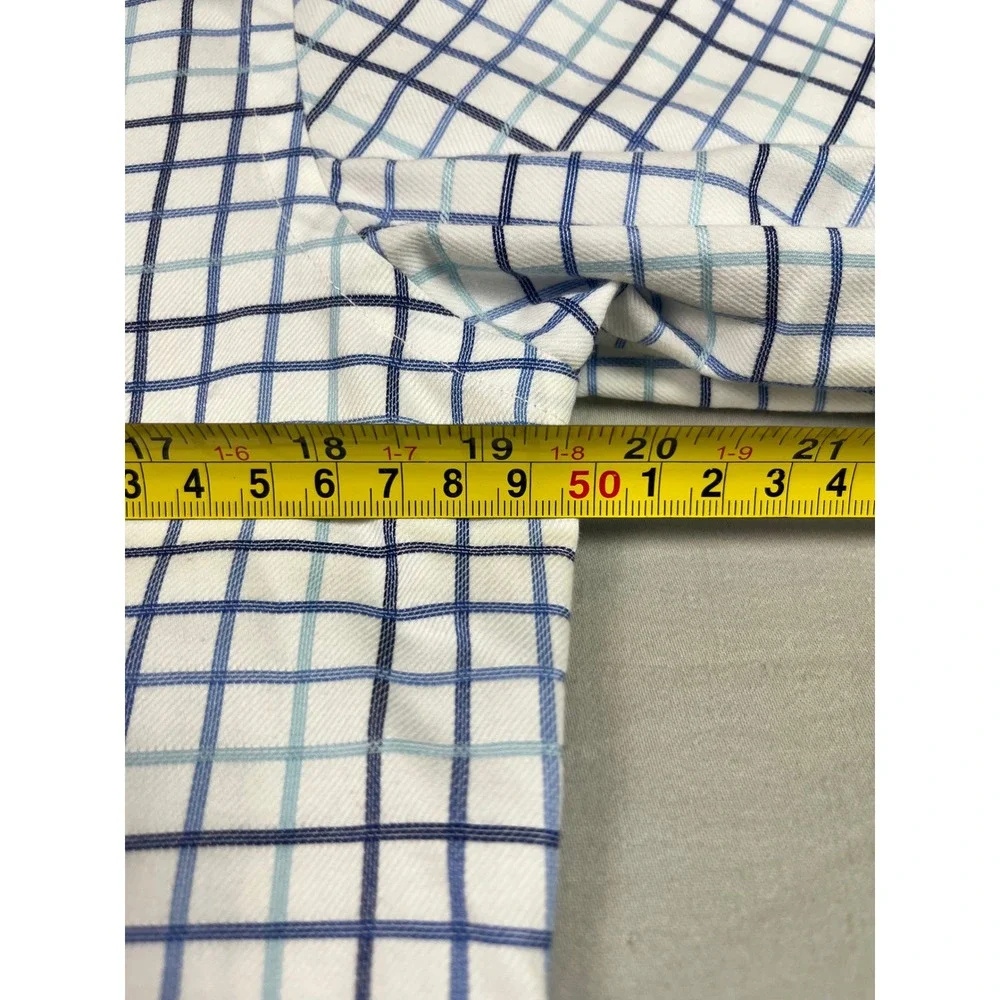 Banana Republic Mens XS Non Iron Classic Fit Blue White Open Check Button Shirt